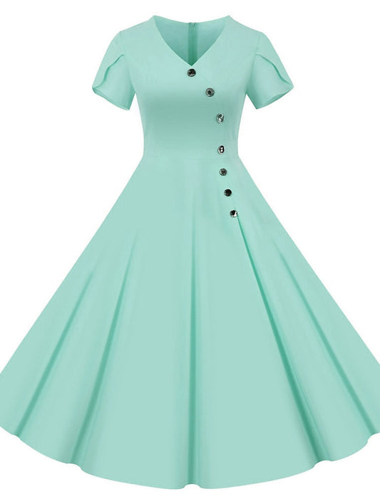 Polka Dots Dresses Retro Vintage 1950s Prom Dress Dress Party Costume A-Line Dress Tea Dress Rockabilly Audrey Hepburn Women's Adults' Cosplay Costume Halloween Party / Evening Homecoming Dress